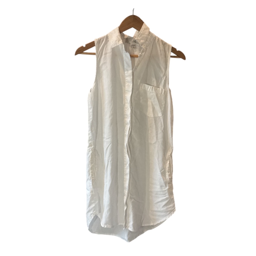 THREAD & SUPPLY Women's White Sleeveless Collared Button Down Shirt Dress XS